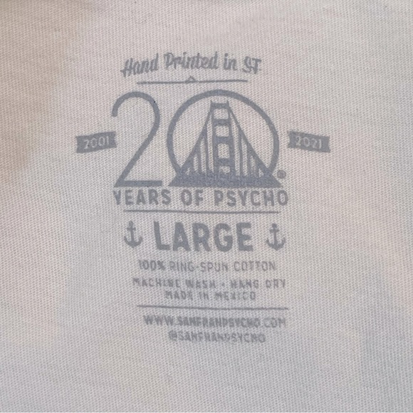 San Franpsycho "Free to Wander" Tee, Cream Sz L - Picture 5 of 5